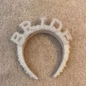 Beaded "BRIDE" Pearl Headband -- NEVER WORN